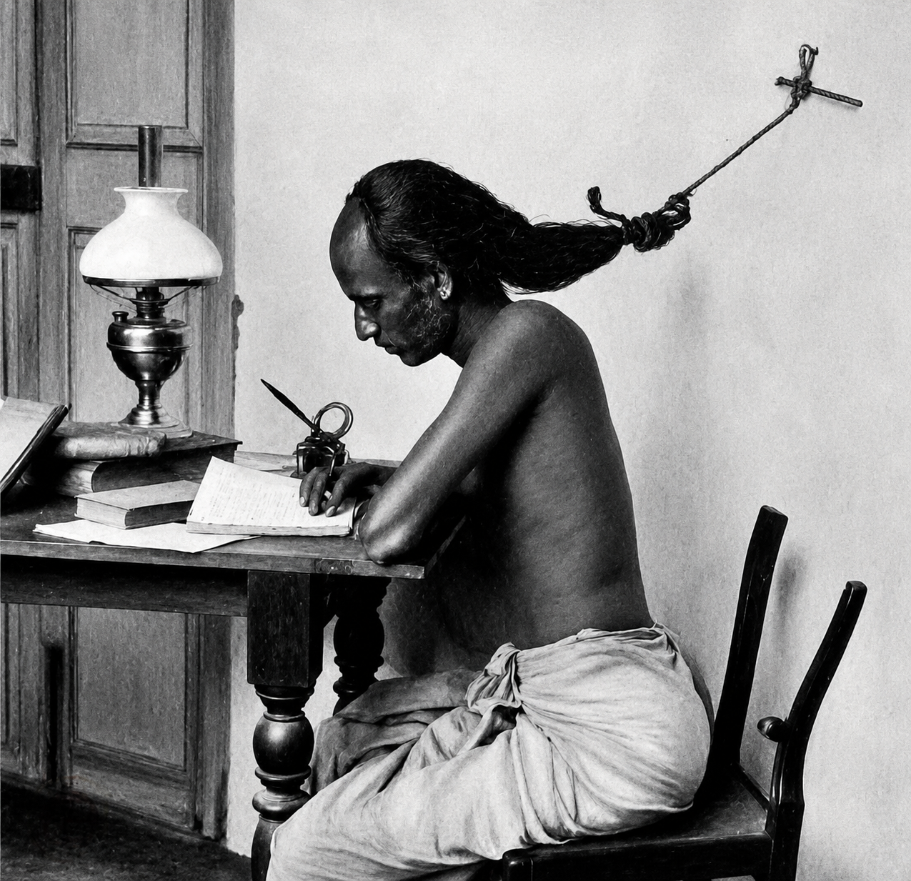 A University of Madras student studying for exams in 1905